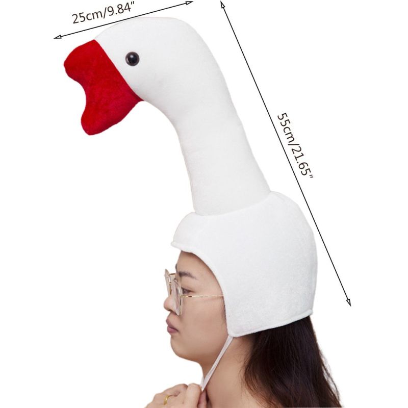 White Plush Goose Headgear: Universal 1 Size Fits Most Adults And Children - High-Quality Safe PP Cotton Filler Soft Plush For Durable Comfort - Unique Eye-Catching Cartoon Design For Christmas Winter - Image 5