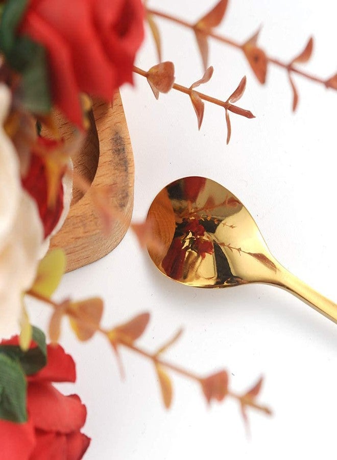 AnSaw 6-Piece Elegant Gold Leaf Long Handle Teaspoons - 7.4" Stainless Steel Stir Spoons for Coffee & Tea, Perfect for Mixing & Stirring - Image 3