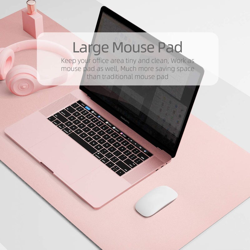 YSAGi Multifunctional Office Desk Pad, Ultra Thin Waterproof PU Leather Desk Mat, Dual Use Desk Writing Mat for Office/Home (35.4" x 17", Pink) - Image 4