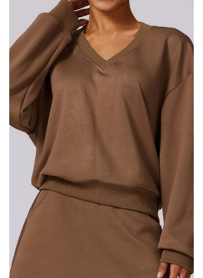 كون.يوغا KAWN YOGA Womens Loose Fit Light Sweatshirt