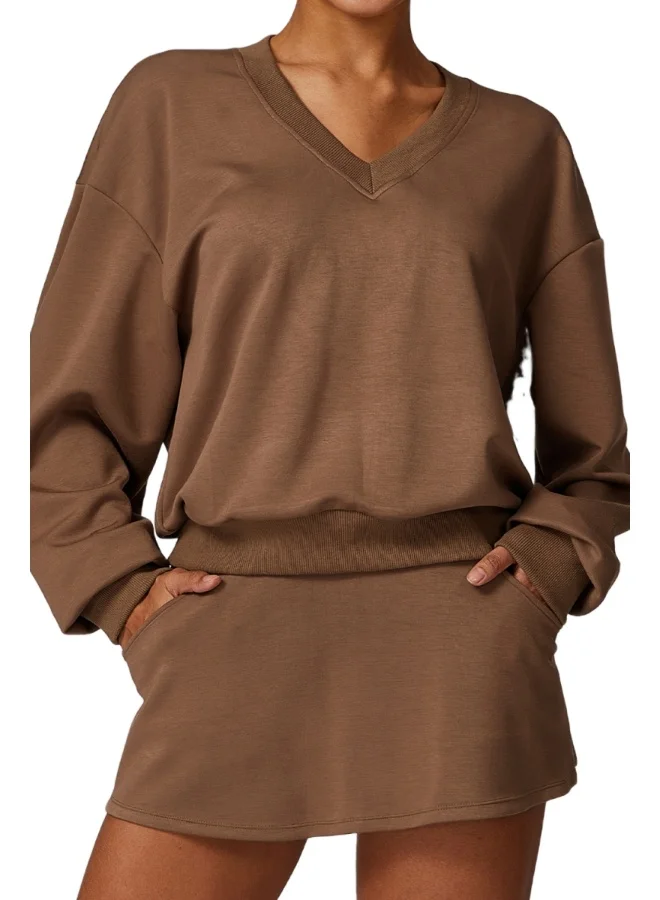 كون.يوغا KAWN YOGA Womens Loose Fit Light Sweatshirt