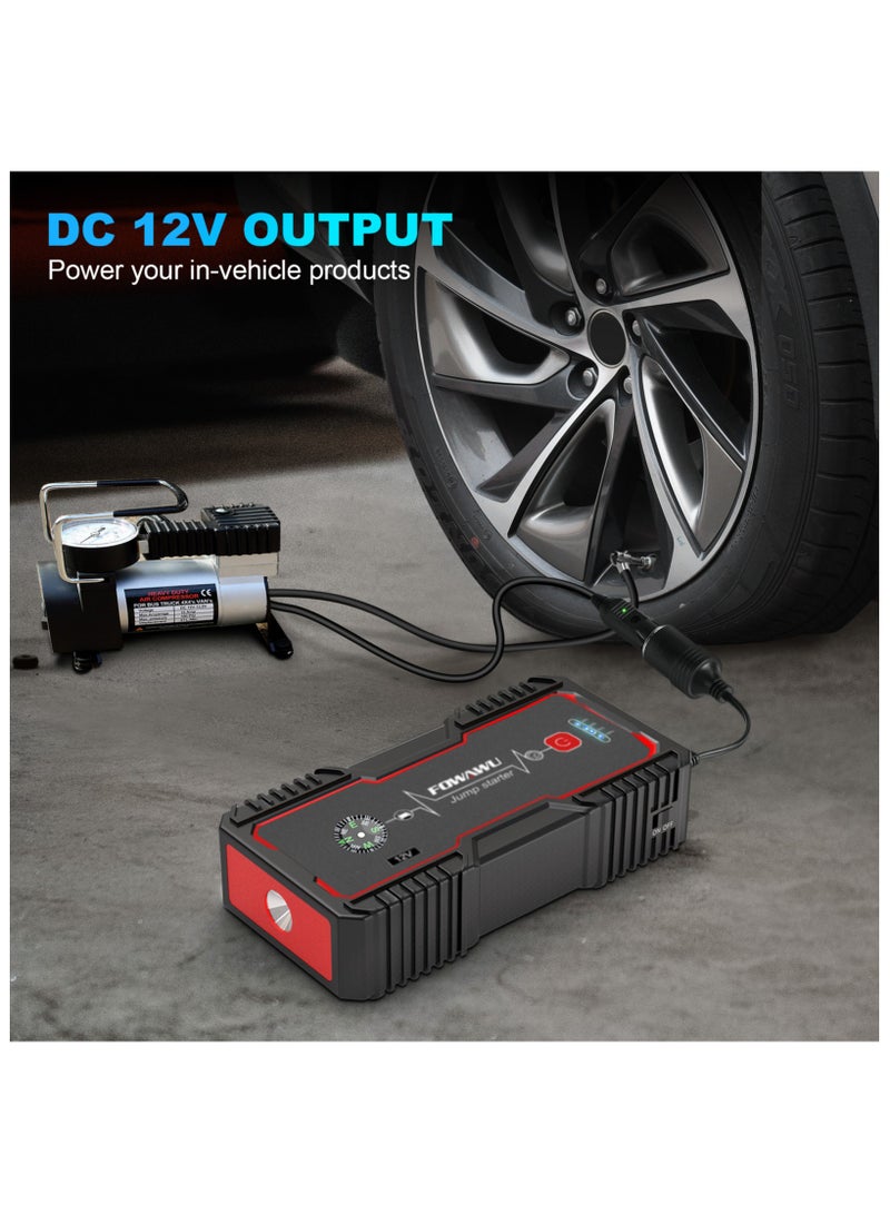 فواوو فاواو بطارية جامب ستارتر للسيارة 20800mAh 2000 امبير، مقاومة للماء (7.5 لتر غاز، 6.0 لتر ديزل)، بطارية قابلة للحمل مع USB / تيار مستمر 12 فولت/ضوء LED - Image 5