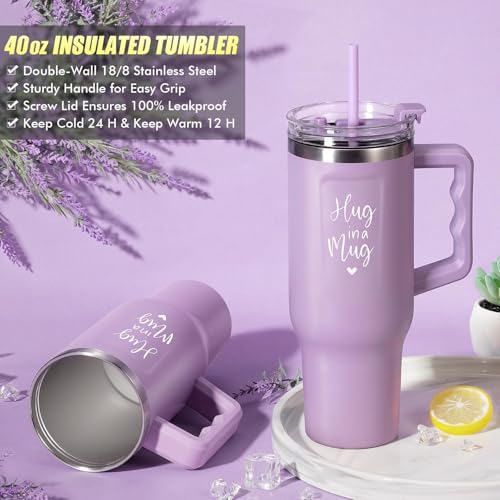 Qinline Birthday Gifts for Women Self Care Gifts Get Well Soon Gifts, Lavender Relaxing Spa Gifts Basket Care Package w/ Flannel Blanket 40 OZ Tumbler, Christmas Gifts for Mom Wife Grandma Friends Sisters Her - Image 4