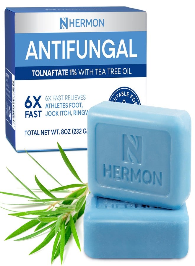 Hermon Antifungal Soap with Tea Tree Oil: Antifungal Bar Soothing Care & Relief of Itchy for Ringworm Jock Itch Athletes Foot - Body & Face Wash (1-Pack (2 Bars Original Tea Tree)) - Image 1