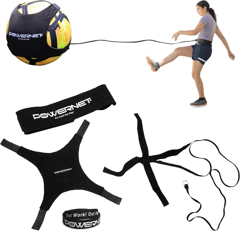 PowerNet Solo Rebounder, Adjustable Soccer Ball Skill Trainer for Kicking, Throwing & Juggling, Indoor Outdoor Soccer Training Equipment, Fits Ball Sizes 3, 4, and 5 - Image 1