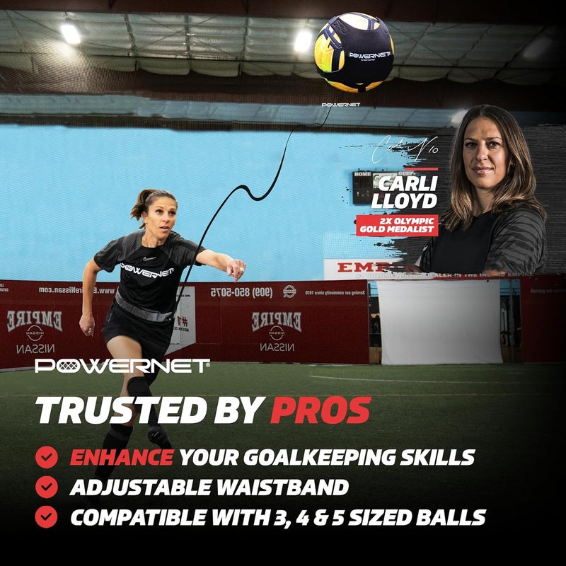 PowerNet Solo Rebounder, Adjustable Soccer Ball Skill Trainer for Kicking, Throwing & Juggling, Indoor Outdoor Soccer Training Equipment, Fits Ball Sizes 3, 4, and 5 - Image 2