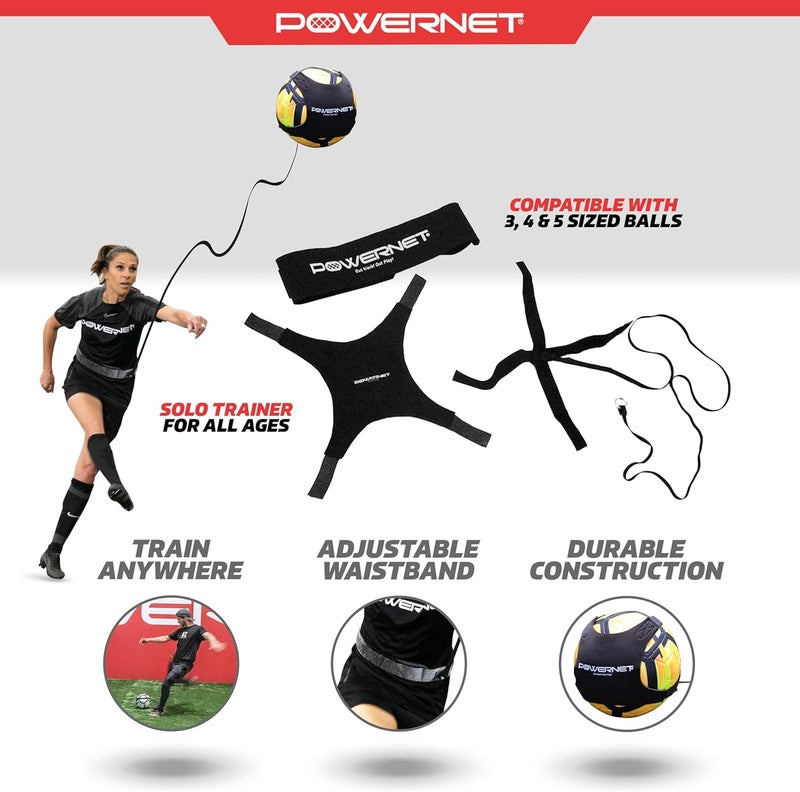 PowerNet Solo Rebounder, Adjustable Soccer Ball Skill Trainer for Kicking, Throwing & Juggling, Indoor Outdoor Soccer Training Equipment, Fits Ball Sizes 3, 4, and 5 - Image 3