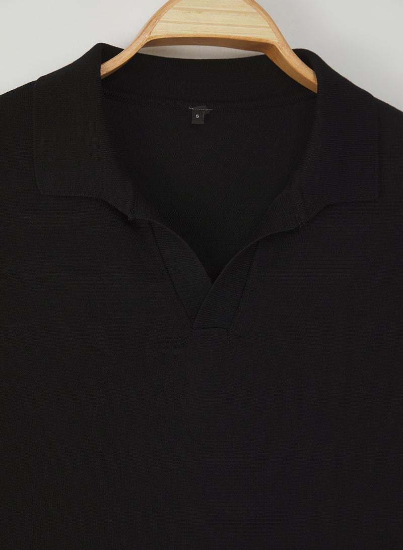 trendyol Black Regular/Normal Cut Plain Polo Neck T-Shirt Tmnss25Po00008 - Image 5