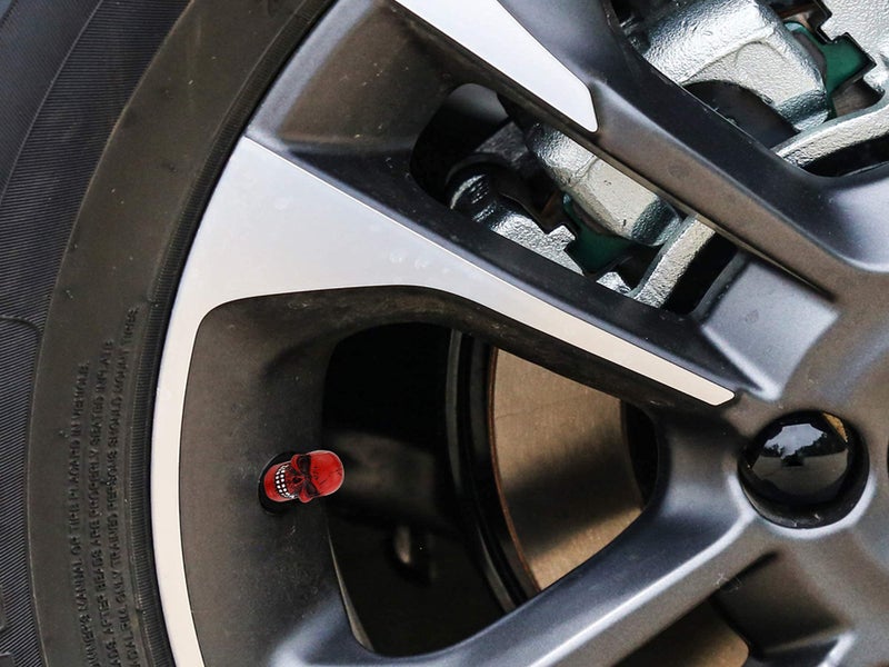 Abfer Skull Tire Wheel Air Cap Valve Stem Covers Car Decorative Accessories Fit Most Vehicle Truck Motorcycles Bikes, Red - Image 3