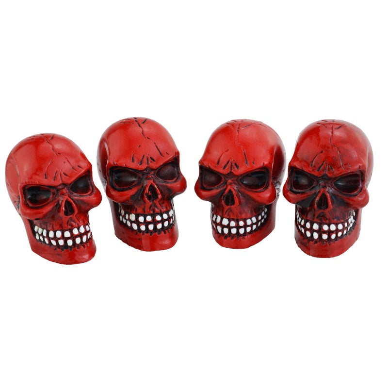 Abfer Skull Tire Wheel Air Cap Valve Stem Covers Car Decorative Accessories Fit Most Vehicle Truck Motorcycles Bikes, Red - Image 1