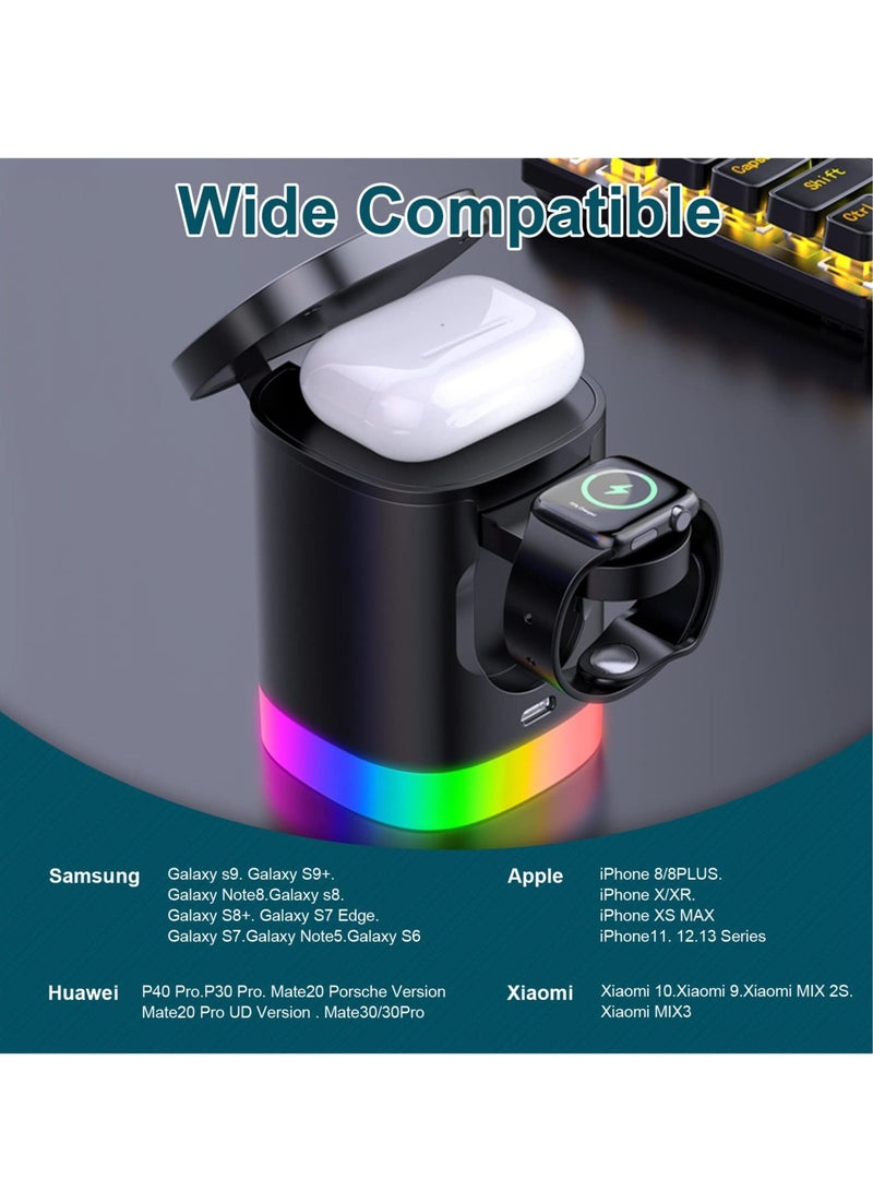 Barakah Magnetic Wireless Charger 4 in 1-15W Wireless Charging Station for Multiple Devices,Mag-Safe Charger Stand for iPhone 12 13 Pro/Max/Mini, AirPods, Apple Watch, Wireless Charging with RGB Night Light - Image 2