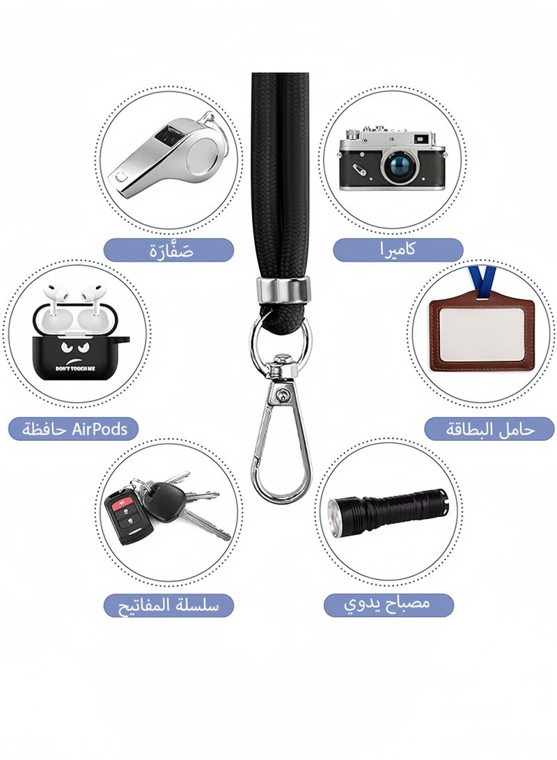 Angola Panda 2-Piece Phone Lanyard, Universal Crossbody Phone Lanyard, Multi-Purpose Nylon Patch, Adjustable Shoulder and Neck Straps, Compatible with Most Smartphones, Two Lengths (Black) - Image 2