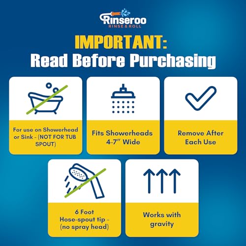 Rinseroo رينسرو جومبو لتنظيف الدش - ملحق خرطوم محمول سهل التركيب لتنظيف جدران الدش بسرعة وبدون فوضى - خرطوم بطول 6 أقدام، يناسب حتى رأس دش بقطر 7 إنش - Image 4
