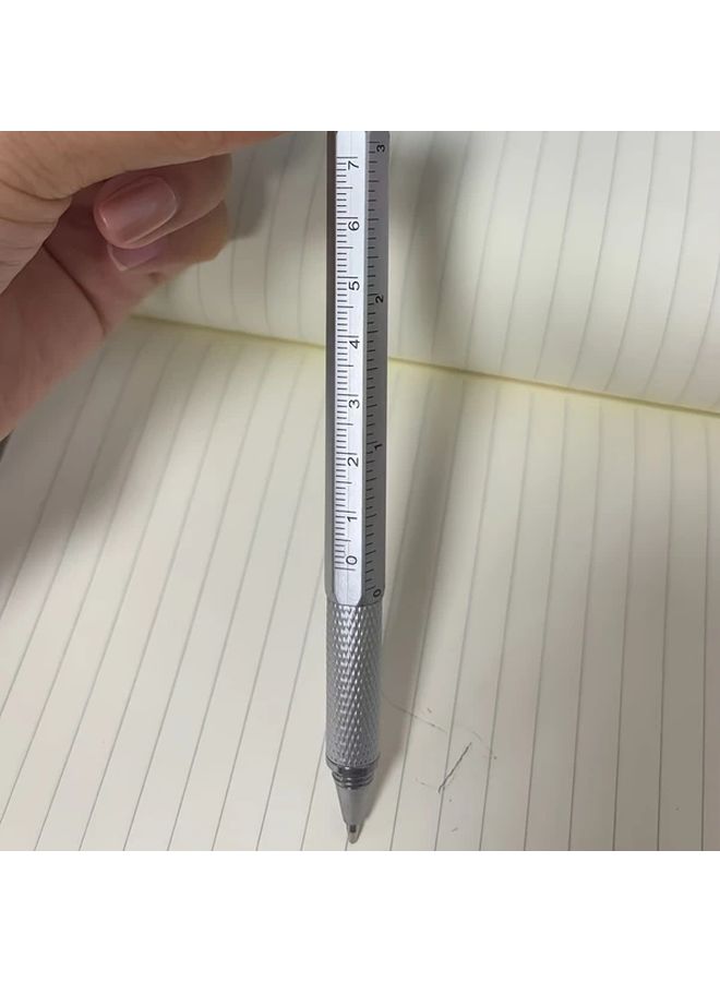 Yellow 6 In 1 Multifunctional Tool Pen With Ballpoint Pen Ruler Stylus Level Meter And Screwdrivers For DIY Engineering Office Use - Image 1