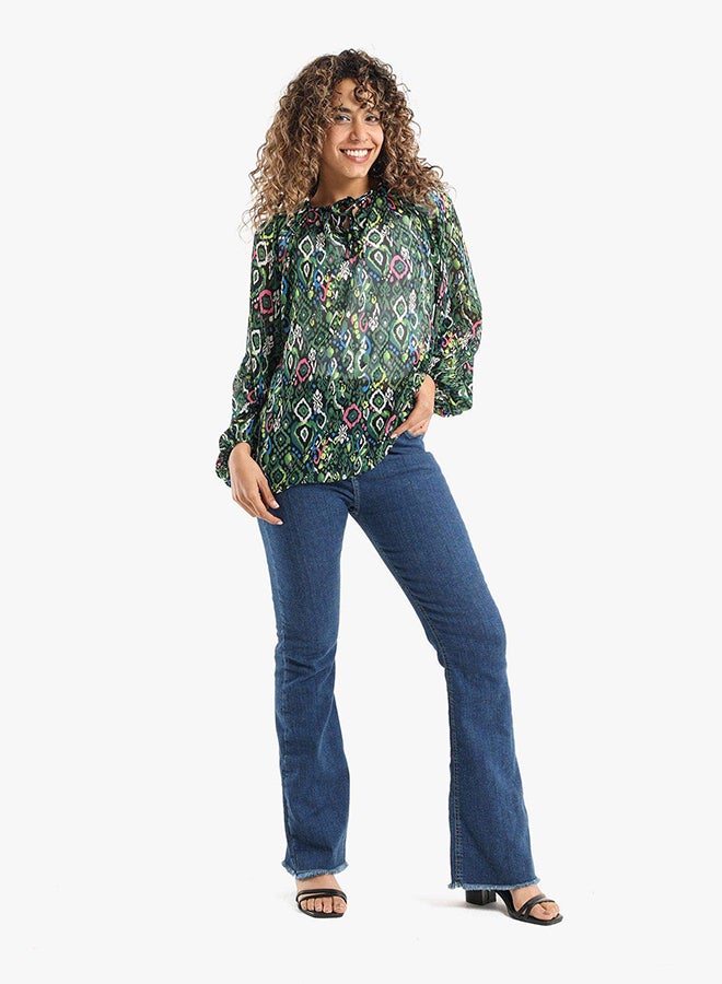 Carina round-neck-drawstring-blouse