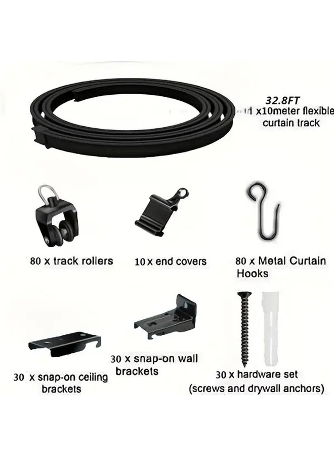 Flexible Heavy Duty No Drill Curtain Track Metal Curtain Rod 314.96 Inch Black Anti Rust Easy Installation Space Saving For Bathroom Shower RV Room Divider - Image 4