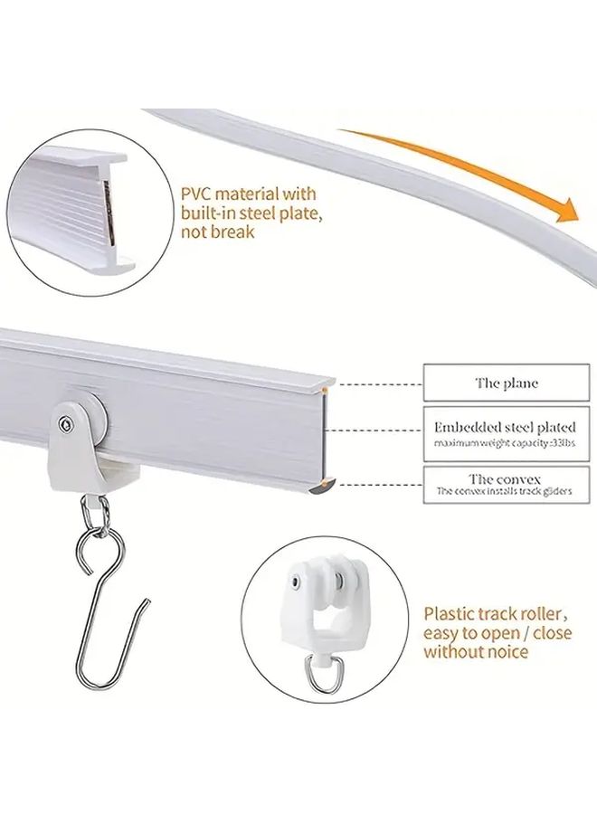 Flexible Heavy Duty No Drill Curtain Track Metal Curtain Rod 314.96 Inch Black Anti Rust Easy Installation Space Saving For Bathroom Shower RV Room Divider - Image 5