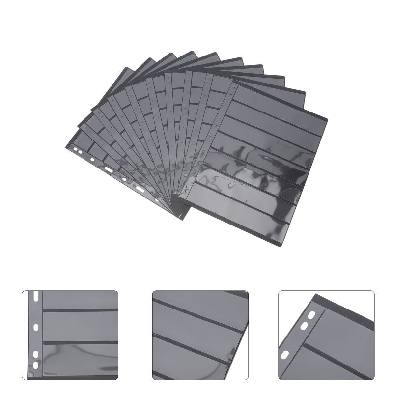 📦 صفحات ألبوم طوابع وجيوب عملات بتصميم سبعة صفوف مثالية للهواة والعائلات والأصدقاء باللون الأسود - Image 1