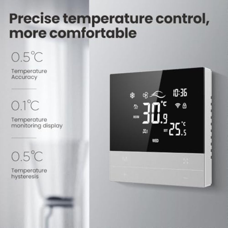 Smart Thermostat Tuya Wifi Thermostat for HVAC Central AC, Smart AC Controller, 2 Pipe, Smart Life App Remote Control, Works with Alexa and Google Home 240V - Image 3