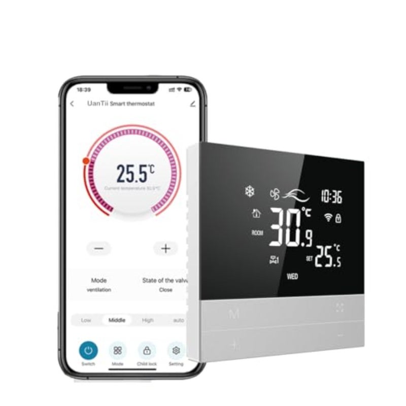 Smart Thermostat Tuya Wifi Thermostat for HVAC Central AC, Smart AC Controller, 2 Pipe, Smart Life App Remote Control, Works with Alexa and Google Home 240V - Image 1