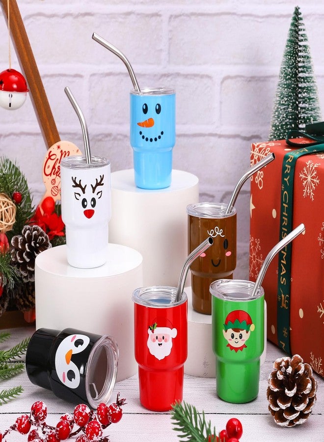 وولاين مجموعة أكواب صغيرة من والين، 6 قطع، مع أغطية وماصات، سعة 3 أونصات، مصنوعة من الفولاذ المقاوم للصدأ، بتصميم شخصيات كرتونية لعيد الميلاد، مثالية للمشروبات المثلجة، والشوكولاتة الساخنة، والكوكتيلات، وهدايا الحفلات. - Image 4