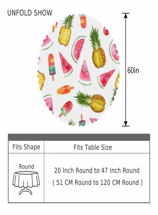 AOYEGO Tropical Fruit Table Cloth Pineapple Watermelon Popsicles Cool Sweet Summer Watercolor Round Tablecloth 60 Inch for Dining Room, Party, Banquet - Image 4