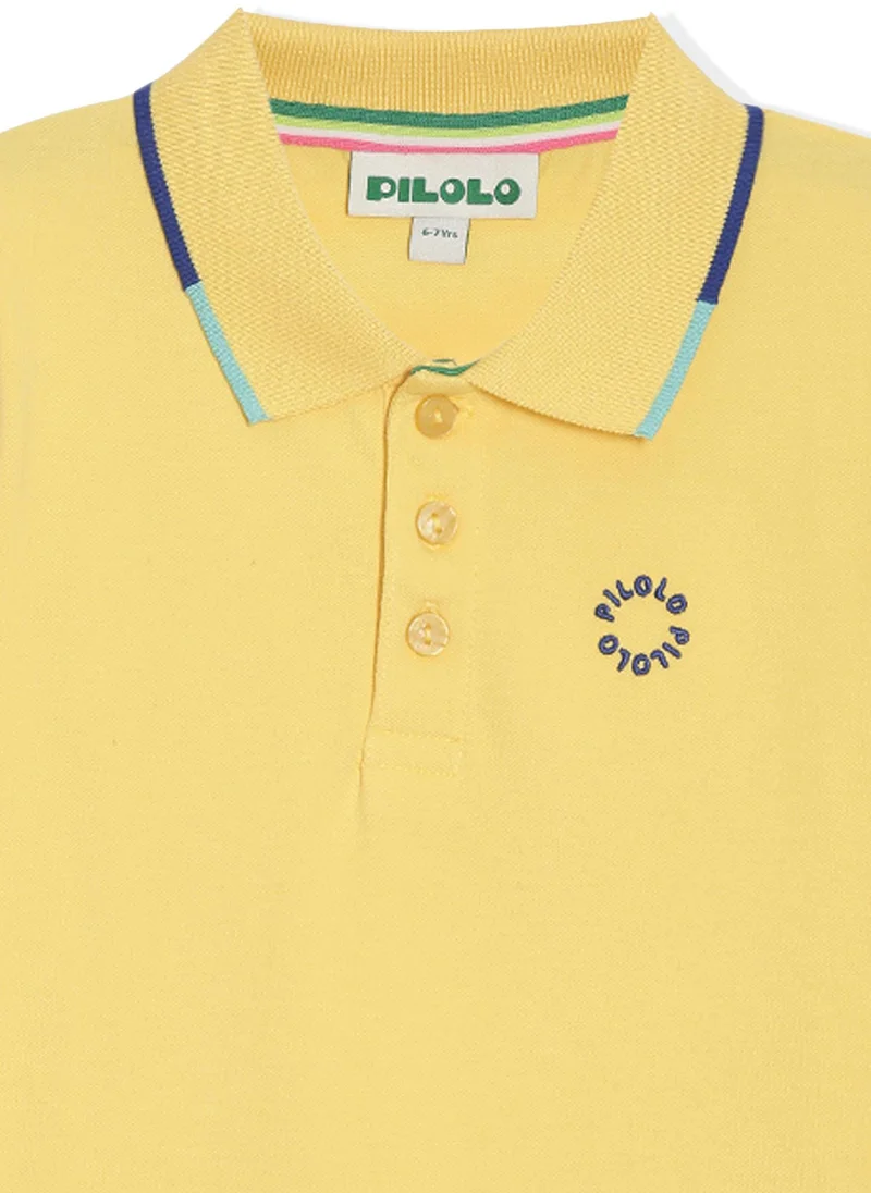 Pilolo Classic Unisex Knit Cotton Polo - Yellow