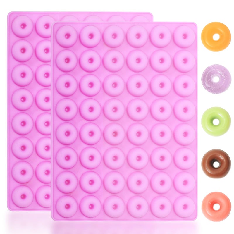 Amyandone Mini Donut Silicone Mold, 48 Cavities Donut Molds for Chocolate Candy Gummy, Food Grade Silicone Mini Doughnut Molding Trays for Homemade Mint/Snacks/Cake DÃ©cor, 2 PCS - Image 1