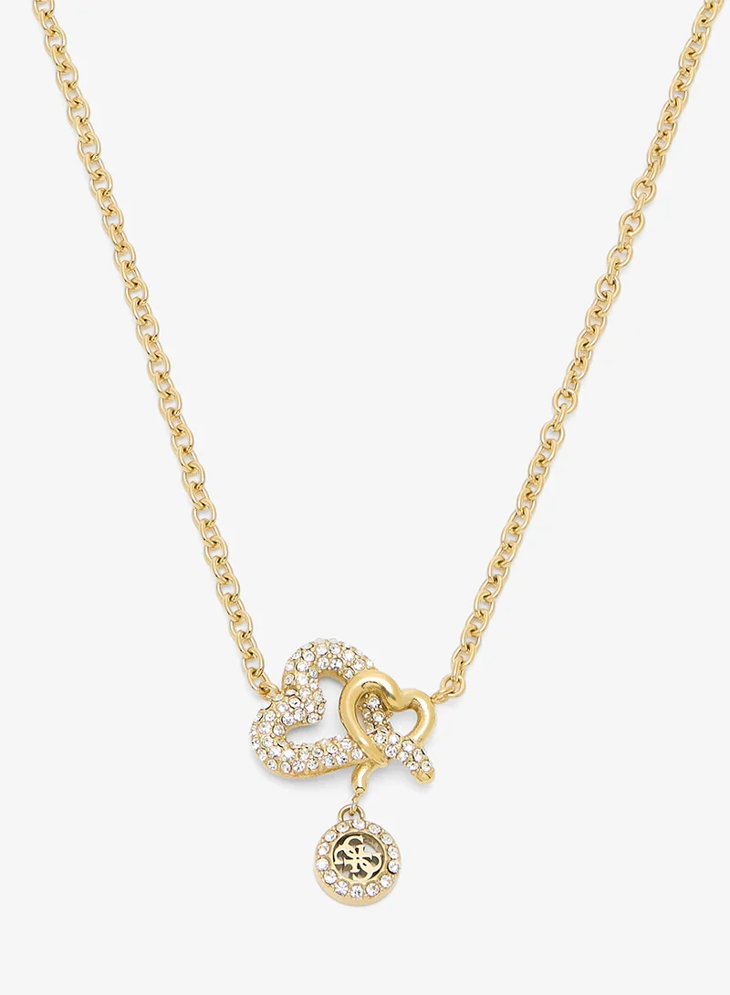 GUESS Pave Hearts Chain Necklace