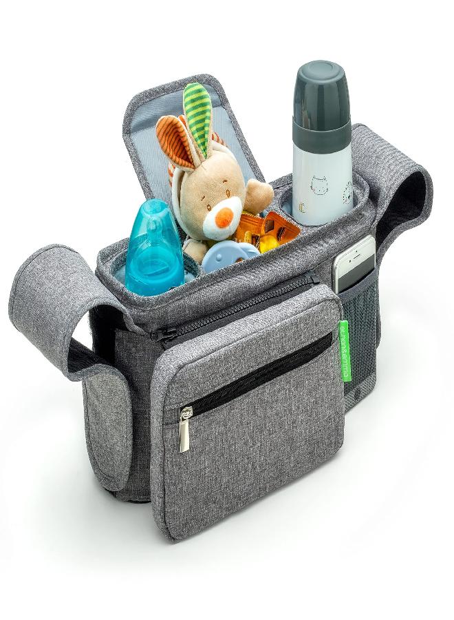 Ethan & Emma Ethan & Emma Universal Baby Stroller Organizer with Insulated Cup Holders for Smart Moms. Diaper Storage, Secure Straps, Detachable Bag, Pockets for Phone, Keys, Toys. Compact Design Fit All Strollers - Image 5