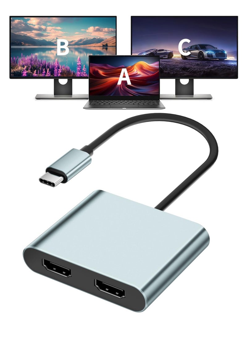USB C to Dual HDTV Adapter, Fophmo 4K@60Hz HDTV Splitter Extend Display for Dual Monitors, macOS Only Allows Mirror Mode - Image 1