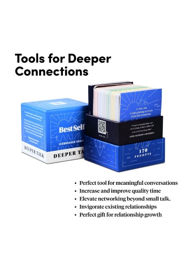 BestSelf Co. Deeper Talk Conversation Cards Game for Couples & Friends - 170 Conversation Starter Cards, Icebreaker Card Game, Deep Questions for Meaningful Conversations, Communication Card Game, Family Game Night, Party Game, Date Night Gift - Image 3