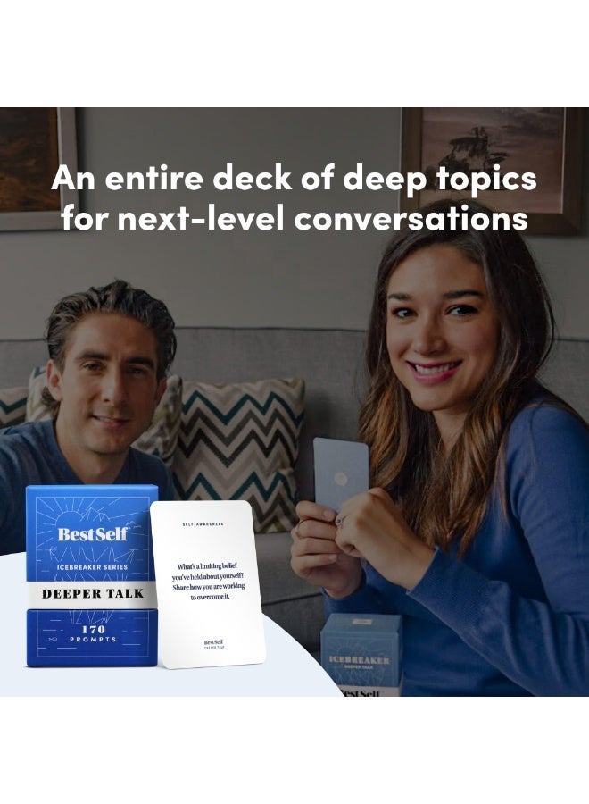 BestSelf Co. Deeper Talk Conversation Cards Game for Couples & Friends - 170 Conversation Starter Cards, Icebreaker Card Game, Deep Questions for Meaningful Conversations, Communication Card Game, Family Game Night, Party Game, Date Night Gift - Image 4