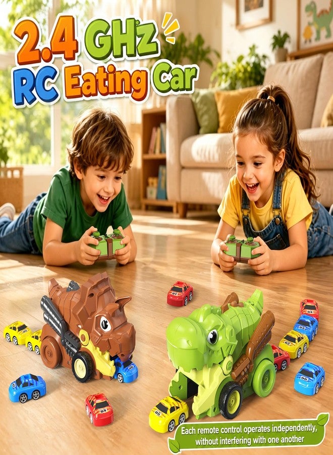 Motivekit Dinosaur RC Cars for Kids 3-5, Remote Control Dinosaur Car Toys, with 12 Eaten up Little Cars, Dinosaur Truck Kids Toys, RC Dinosaur Toy for Kids 5-7, for Ages 4-8 8-12 Kids Birthday - Image 2