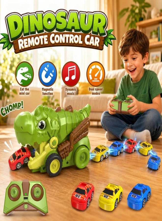 Motivekit Dinosaur RC Cars for Kids 3-5, Remote Control Dinosaur Car Toys, with 12 Eaten up Little Cars, Dinosaur Truck Kids Toys, RC Dinosaur Toy for Kids 5-7, for Ages 4-8 8-12 Kids Birthday - Image 5