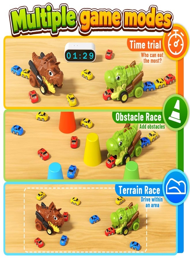 Motivekit Dinosaur RC Cars for Kids 3-5, Remote Control Dinosaur Car Toys, with 12 Eaten up Little Cars, Dinosaur Truck Kids Toys, RC Dinosaur Toy for Kids 5-7, for Ages 4-8 8-12 Kids Birthday - Image 4
