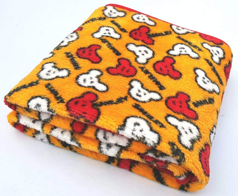 Brandonn All Season Cartoon Prints Striped Border Flanno Wrapper Cum Blanket for Babies - Image 2