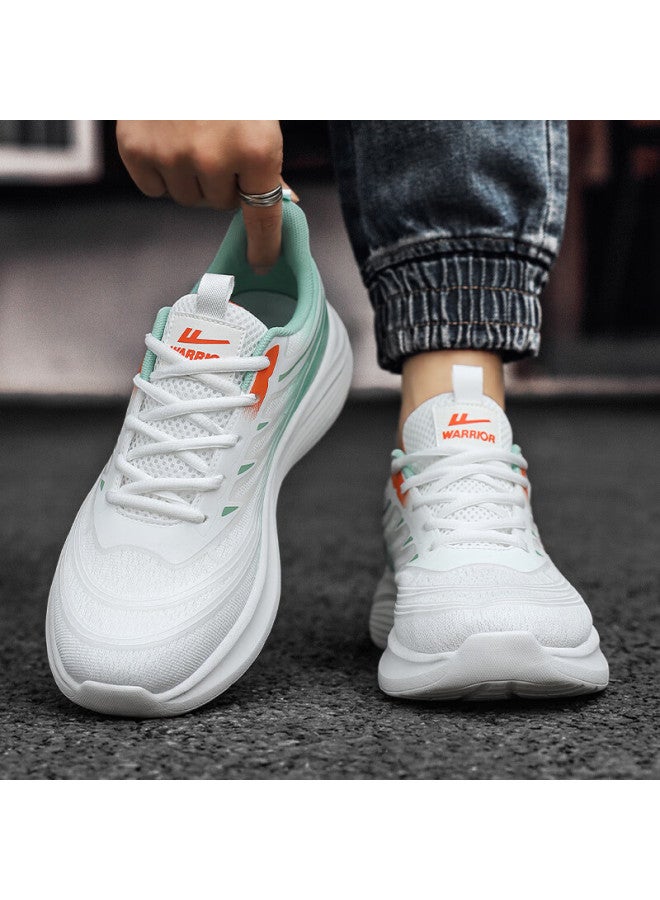 Pull Back Warrior Men's Casual Sports Shoes Breathable Mesh Lightweight Soft Sole Running Shoes Wxy4327 Beige Green Size 43 - Image 4