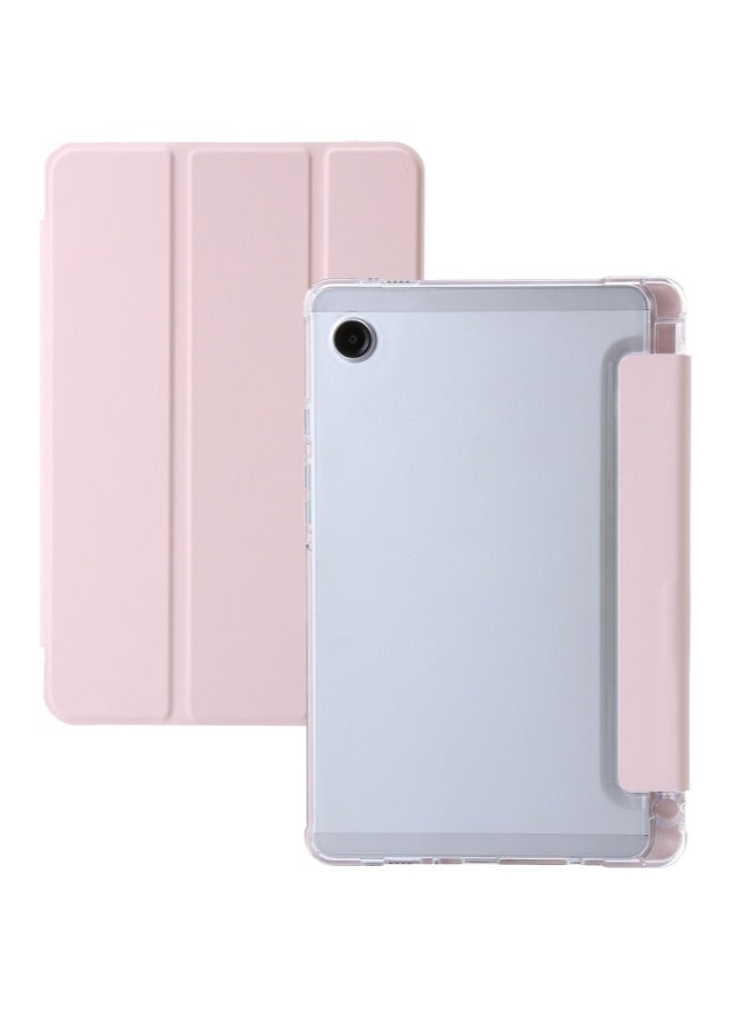 Case for  Samsung Galaxy Tab A9 ，Transparent Tablet Protective Cover, Triple Fold Multi Angle Design, Automatic Wake-up/sleep, Soft Leather - Image 1