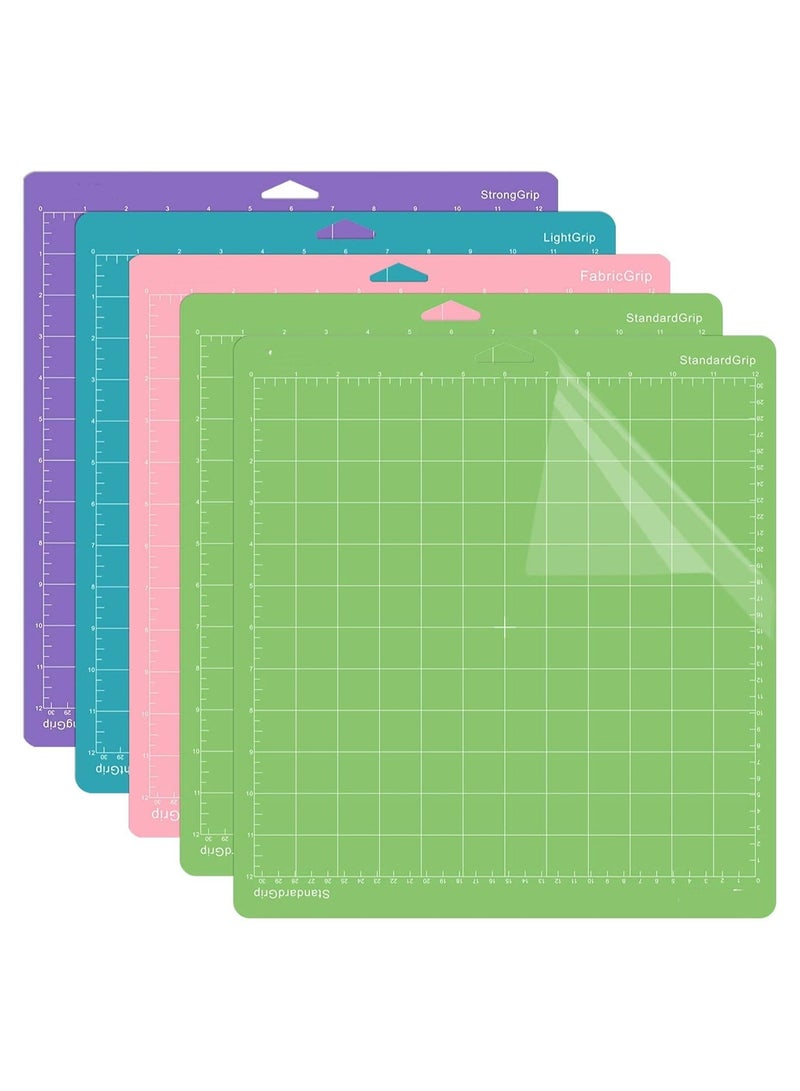 SYOSI 5PCS Cricut Cutting Mat Set, 12x12 Cutting Mats Adhesive Gridded Mats Replacement Crafting Mats Cricut Design Space Mats Cricket Cutting Mats for Cricut Explore Air 2/Air/One Maker  - Image 1