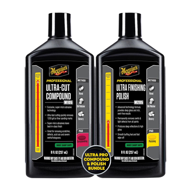 Meguiar's Mirror Glaze Bundle - Compound and Polish Kit for Scratch-Free Exterior Gloss, Featuring M105 Ultra-Cut Compound and M205 Ultra-Finishing Polish - Image 1