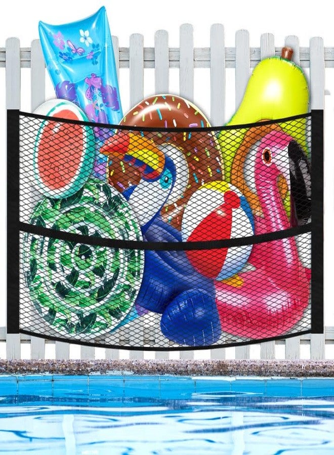 DECOHS 71" x 47" Extra Large Pool Toy Float Storage Net, Hanging Poolside Fence Toys Net Holder, Heavy Duty Elastic Pool Toys Mesh Organizer for Inflatable Rafts, Pool Floats, Balls, Swimming Ring - Image 1