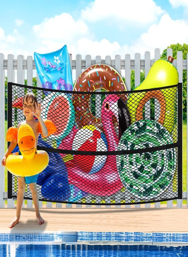DECOHS 71" x 47" Extra Large Pool Toy Float Storage Net, Hanging Poolside Fence Toys Net Holder, Heavy Duty Elastic Pool Toys Mesh Organizer for Inflatable Rafts, Pool Floats, Balls, Swimming Ring - Image 5