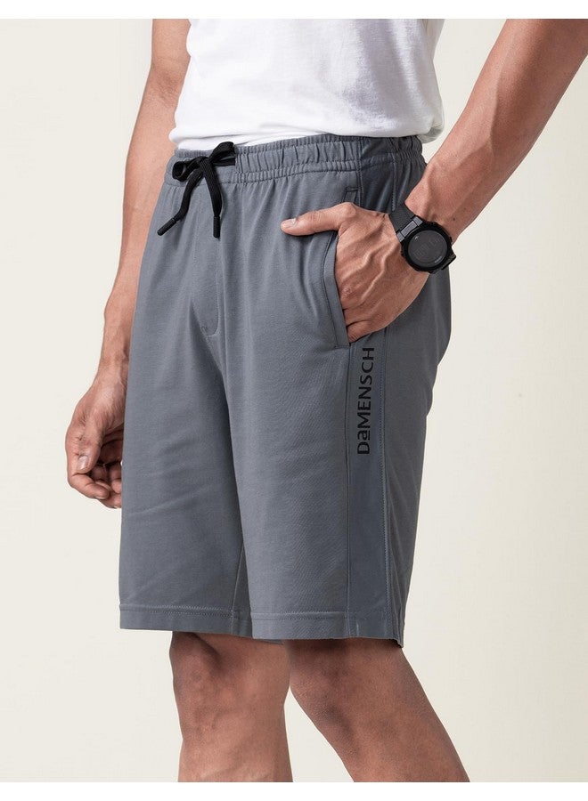 DAMENSCH Regular Fit Solid Combed Cotton Blend Knit Shorts Dual Side Pockets Quick Dry Antimicrobial Finish Loungewear and Casualwear Knit Shorts for Men-Niche Grey-M - Image 4