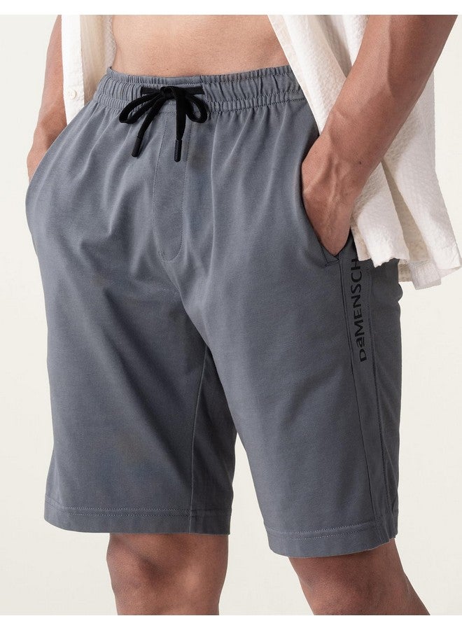 DAMENSCH Regular Fit Solid Combed Cotton Blend Knit Shorts Dual Side Pockets Quick Dry Antimicrobial Finish Loungewear and Casualwear Knit Shorts for Men-Niche Grey-M - Image 2