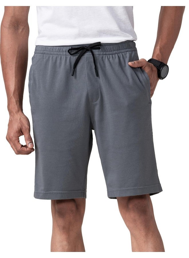 DAMENSCH Regular Fit Solid Combed Cotton Blend Knit Shorts Dual Side Pockets Quick Dry Antimicrobial Finish Loungewear and Casualwear Knit Shorts for Men-Niche Grey-M - Image 1