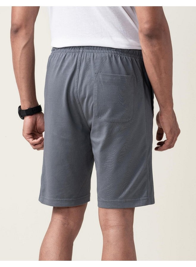 DAMENSCH Regular Fit Solid Combed Cotton Blend Knit Shorts Dual Side Pockets Quick Dry Antimicrobial Finish Loungewear and Casualwear Knit Shorts for Men-Niche Grey-M - Image 5