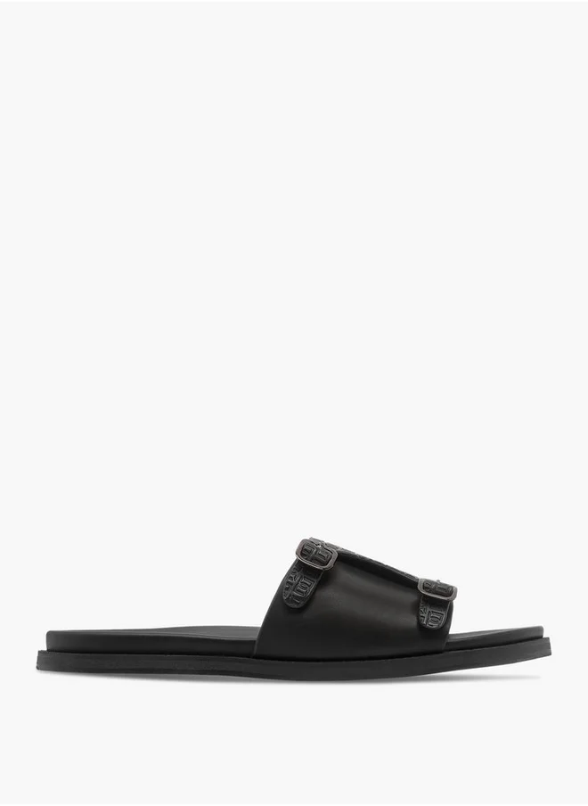 DUCHINI Men's Monogram Embossed Slip-On Comfort Sandals