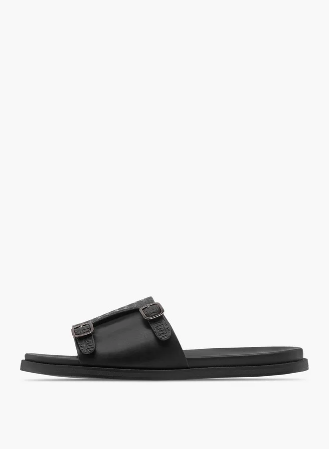 DUCHINI Men's Monogram Embossed Slip-On Comfort Sandals