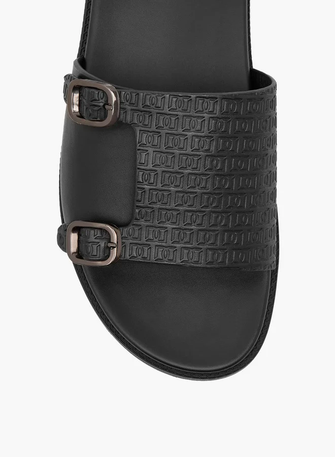 DUCHINI Men's Monogram Embossed Slip-On Comfort Sandals